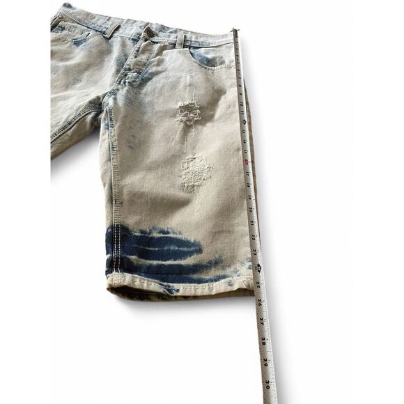 Attitude Gold Men's Shorts Brooklyn Fit Blue Slim Distressed Size 36 Great Cond. - Picture 4 of 12
